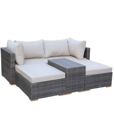 Allspace 5 Piece UV Protected Wicker Patio Set with Protective Covers, Beige - VMInnovations