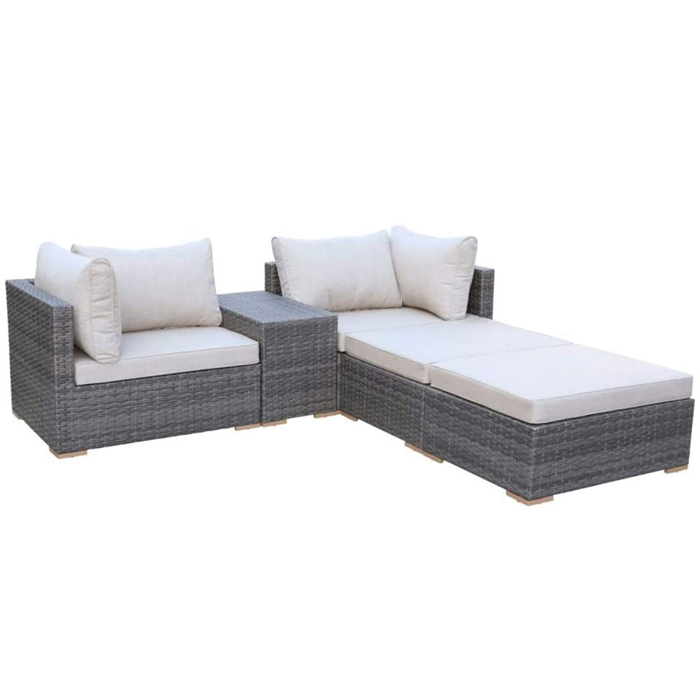 Allspace 5 Piece UV Protected Wicker Patio Set with Protective Covers, Beige - VMInnovations