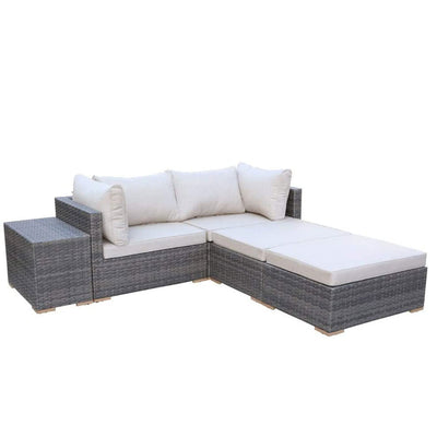 Allspace 5 Piece UV Protected Wicker Patio Set with Protective Covers, Beige - VMInnovations