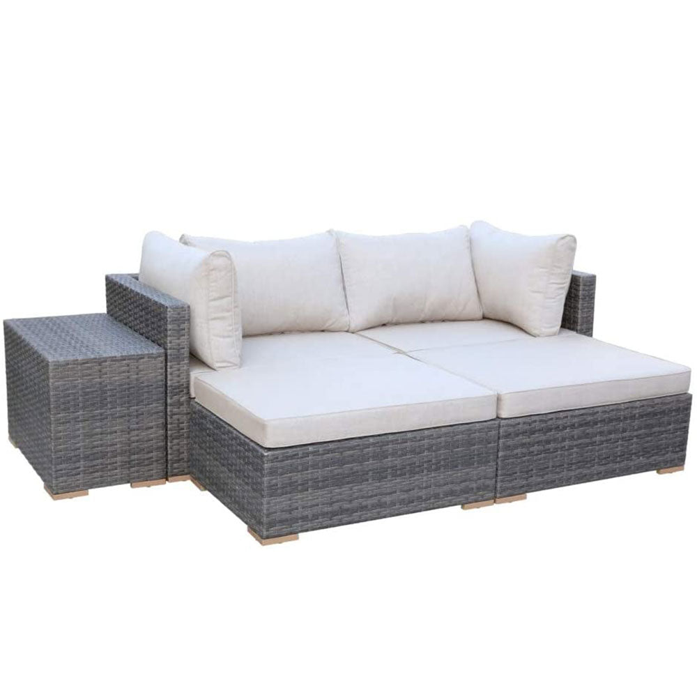 Allspace 5 Piece UV Protected Wicker Patio Set with Protective Covers, Beige - VMInnovations