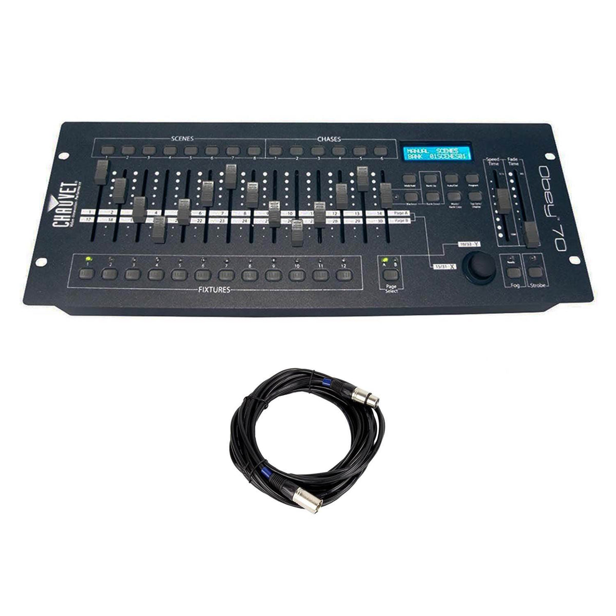 Chauvet DJ Obey 70 LED Light, Fog & Strobe DMX Controller + 25-Foot DMX Cable