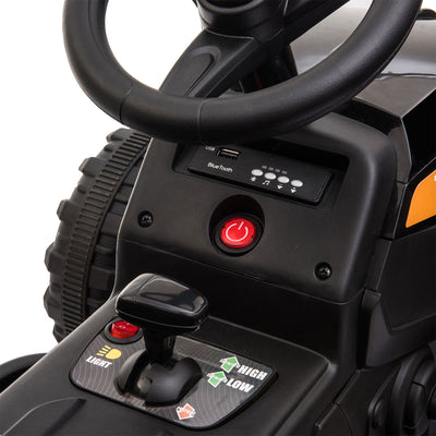 TOBBI 12V Kids Electric Battery-Powered Ride On Toy Tractor with Trailer, Black