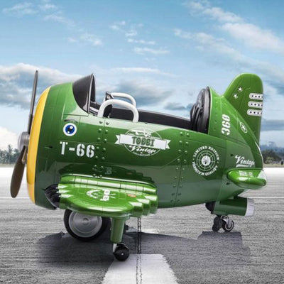 TOBBI 12V Airplane Electric Kids Ride On Car Toy with Joystick Control, Green