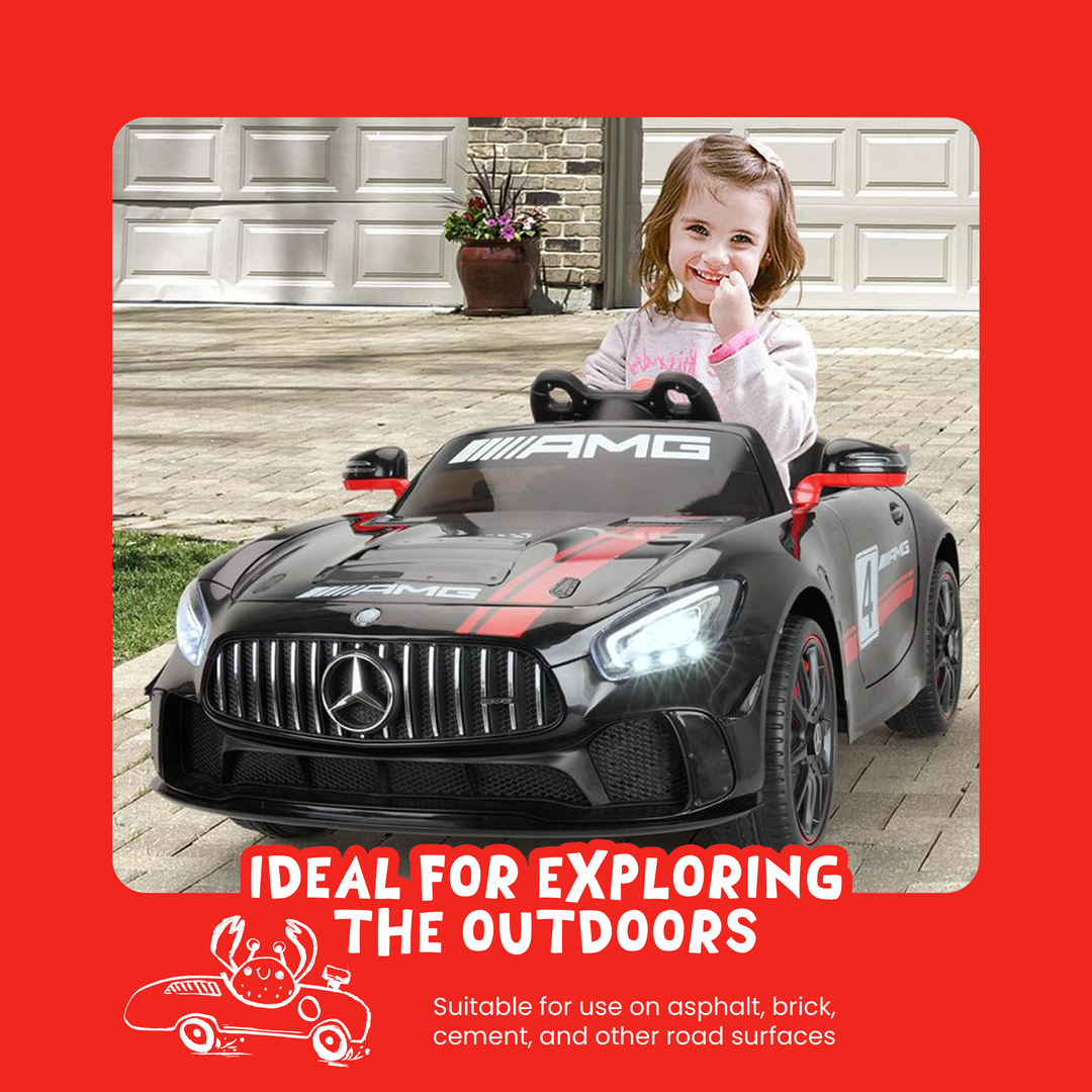 TOBBI 12V Kids Electric Battery-Powered Ride On Toy Mercedes-Benz Car, Black - VMInnovations
