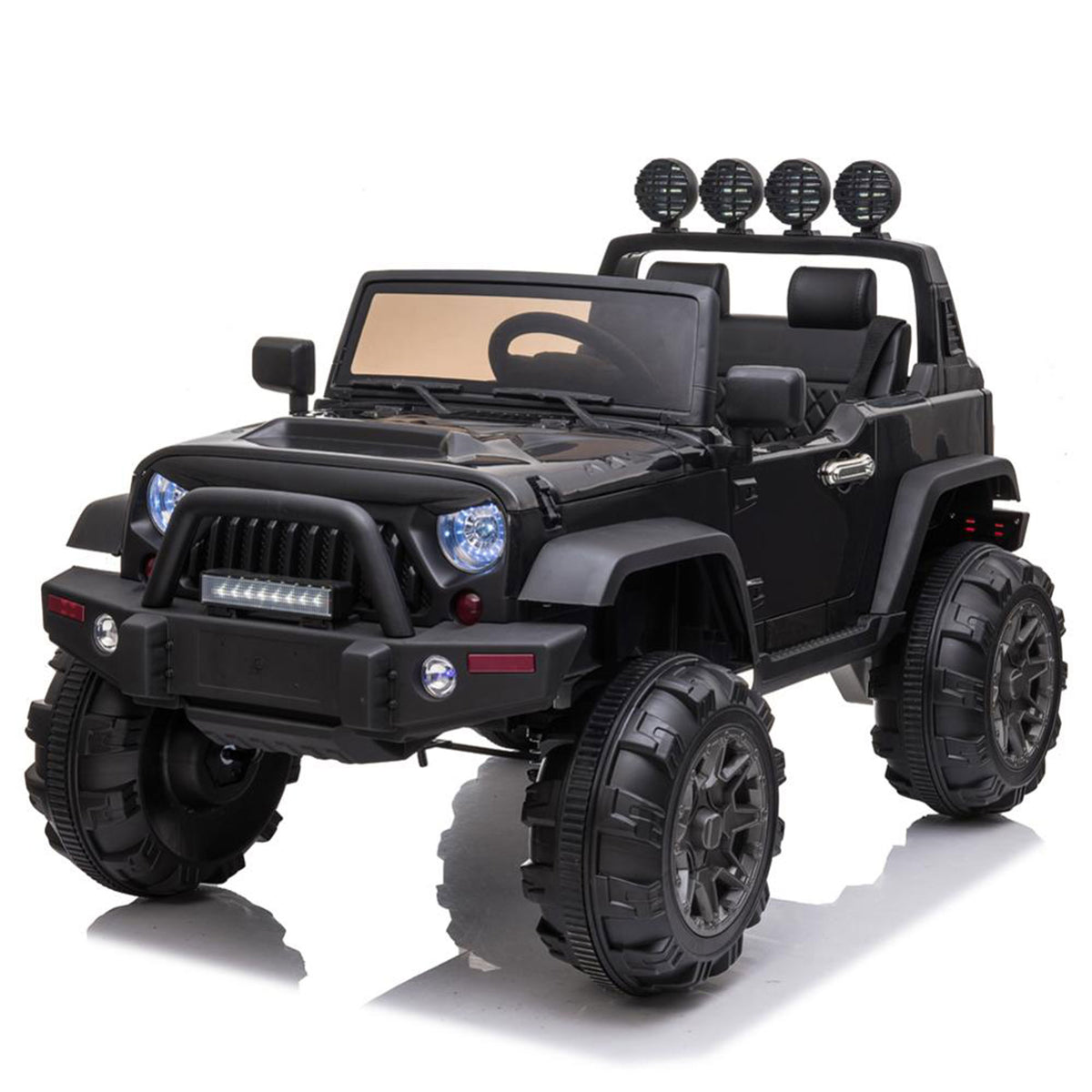 TOBBI 12V Kids Electric Battery Powered 2 Speed Jeep Wrangler Ride On Toy, Black (Open Box)