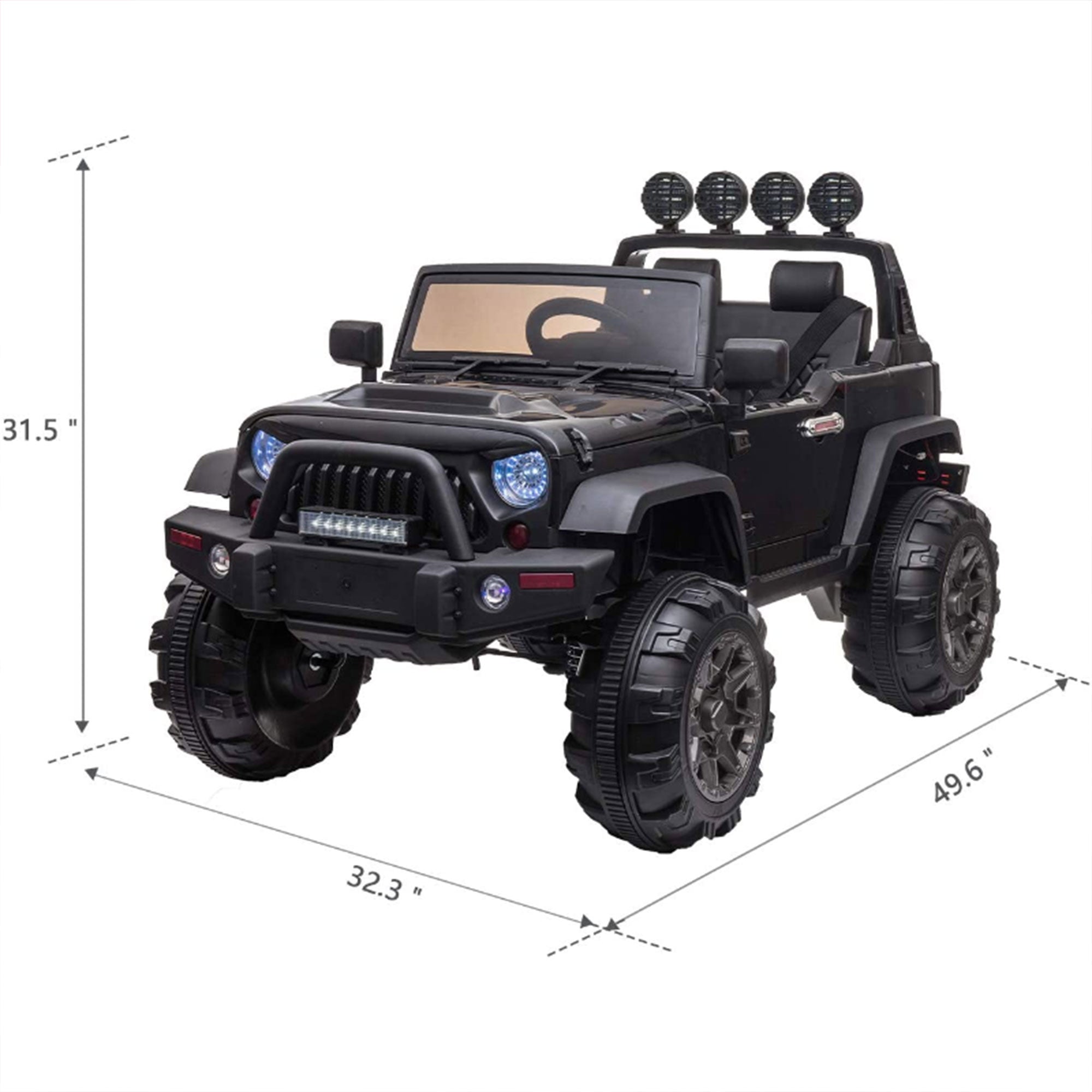 TOBBI 12V Kids Battery Powered 2 Speed Jeep Wrangler Ride On Toy, Black (Used)