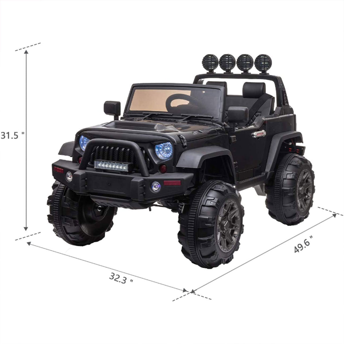 TOBBI 12V Kids Electric Battery Powered 2 Speed Jeep Wrangler Ride On Toy, Black (Open Box)