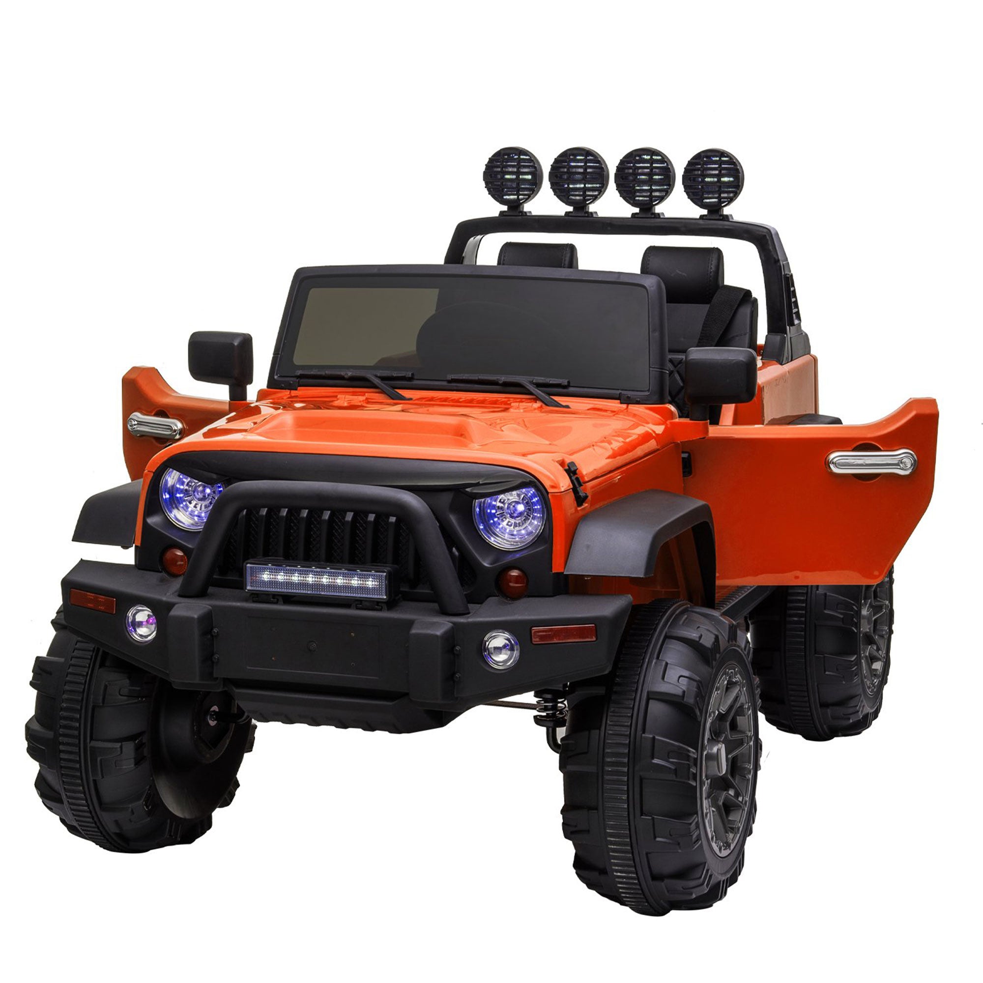 TOBBI 12V Kids Electric Battery Powered 2 Speed Jeep Wrangler Ride On Toy Orange