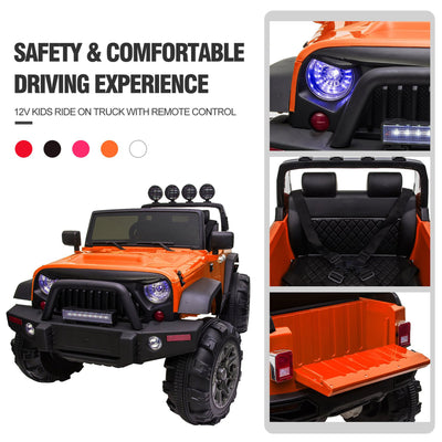 TOBBI 12V Kids Electric Battery Powered 2 Speed Jeep Wrangler Ride On Toy Orange