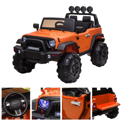 TOBBI 12V Kids Electric Battery Powered 2 Speed Jeep Wrangler Ride On Toy Orange