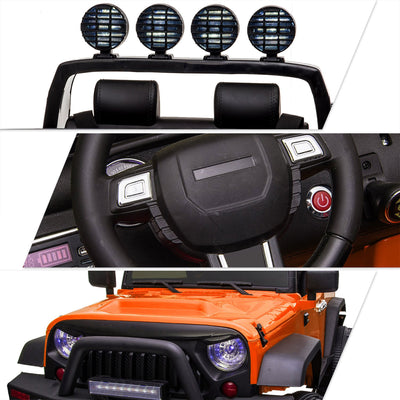 TOBBI 12V Kids Electric Battery Powered 2 Speed Jeep Wrangler Ride On Toy Orange
