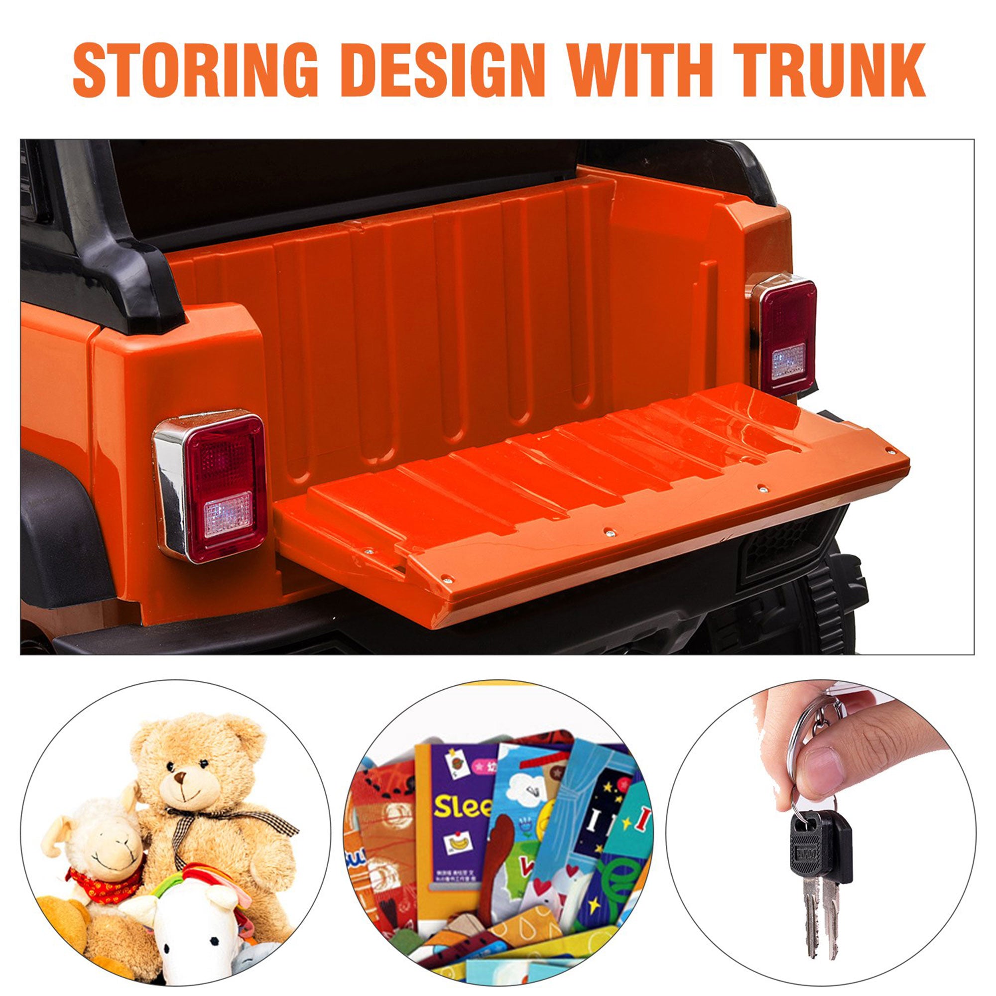 TOBBI 12V Kids Electric Battery Powered 2 Speed Jeep Wrangler Ride On Toy Orange