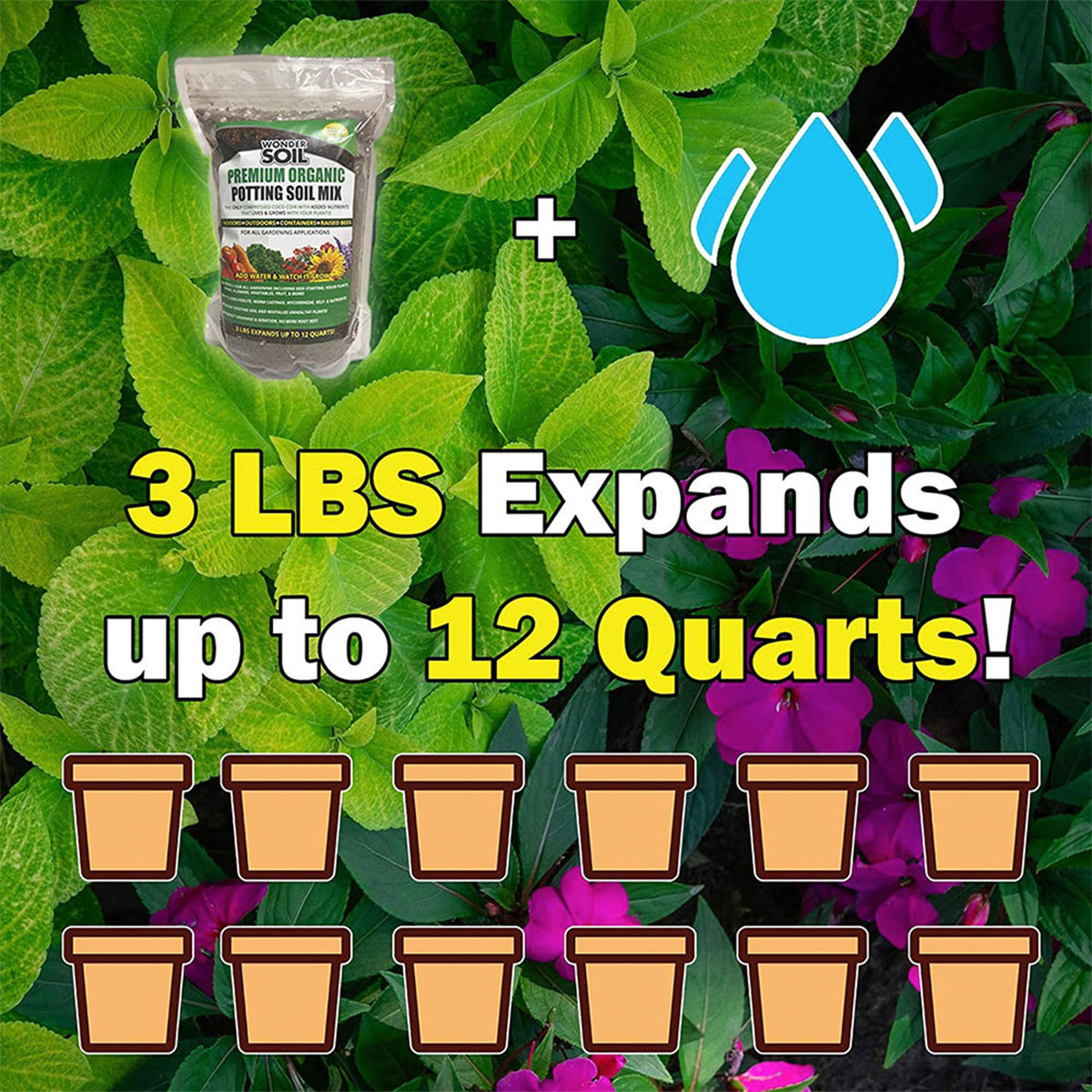 Wonder Soil Premium Organic Potting Soil Mix Amendment for Plants, 3 Pound Bag