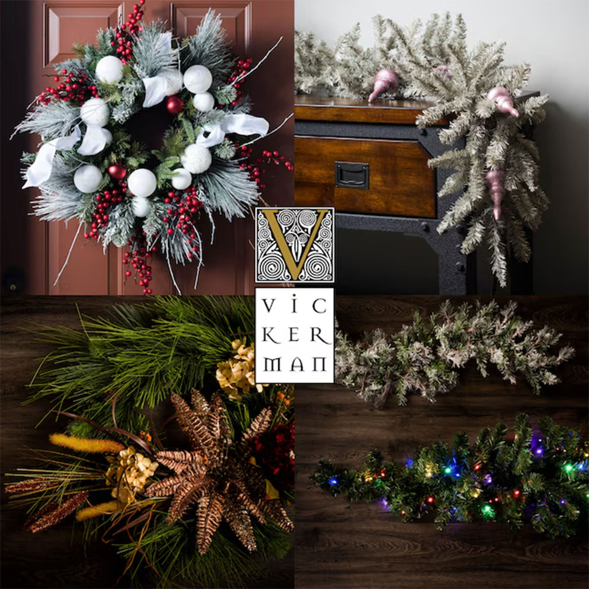 Vickerman Douglas Fir 30 Inch Artificial Pre Lit Christmas Wreath w/ LED Lights