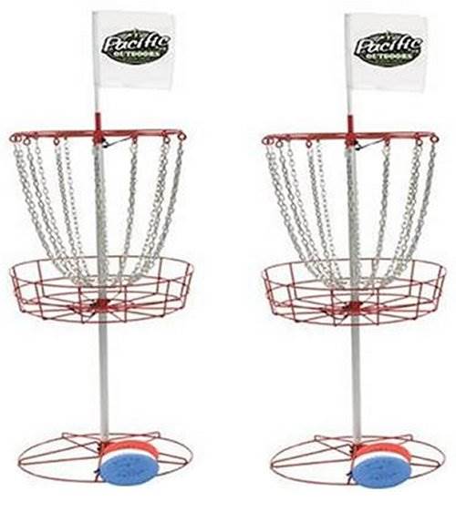 InSTEP Portable Outdoor Disc Golf Basket Target Goal w/ 3 Frisbee Discs (2 Pack)