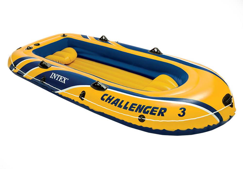 Intex Challenger 3 Inflatable Water Raft Boat Set with Pump and Oars, (2 Pack) - VMInnovations