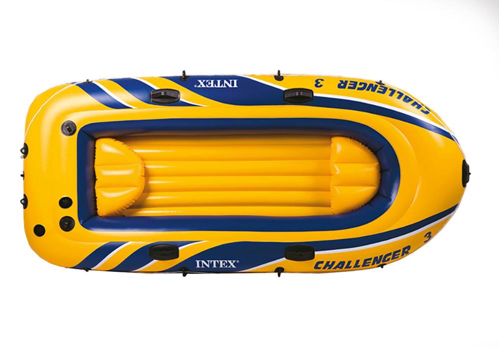Intex Challenger 3 Inflatable Water Raft Boat Set with Pump and Oars, (2 Pack) - VMInnovations