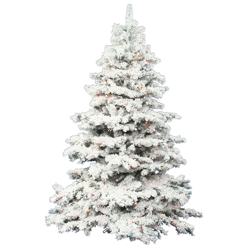 Vickerman Flocked Alaskan Pine 3 Feet Artificial Pre Lit Christmas Tree, White