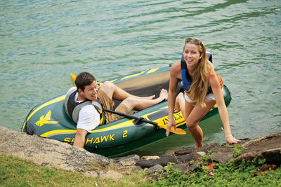 INTEX Seahawk 2 Inflatable Boat Set w/Oars & Pump (Open Box)(2 Pack)