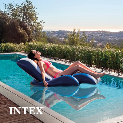Intex Inflatable Floating Lounge Pool Recliner Lounger w/ Cup Holders (Used) - VMInnovations