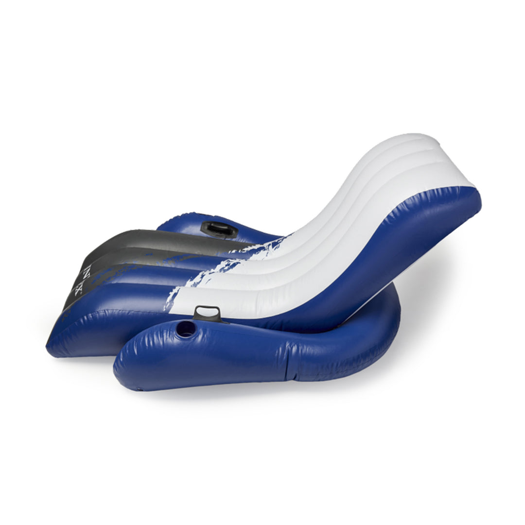 Intex Floating Recliner Inflatable Lake Lounge, Pool Float Chair w/ Cup Holders