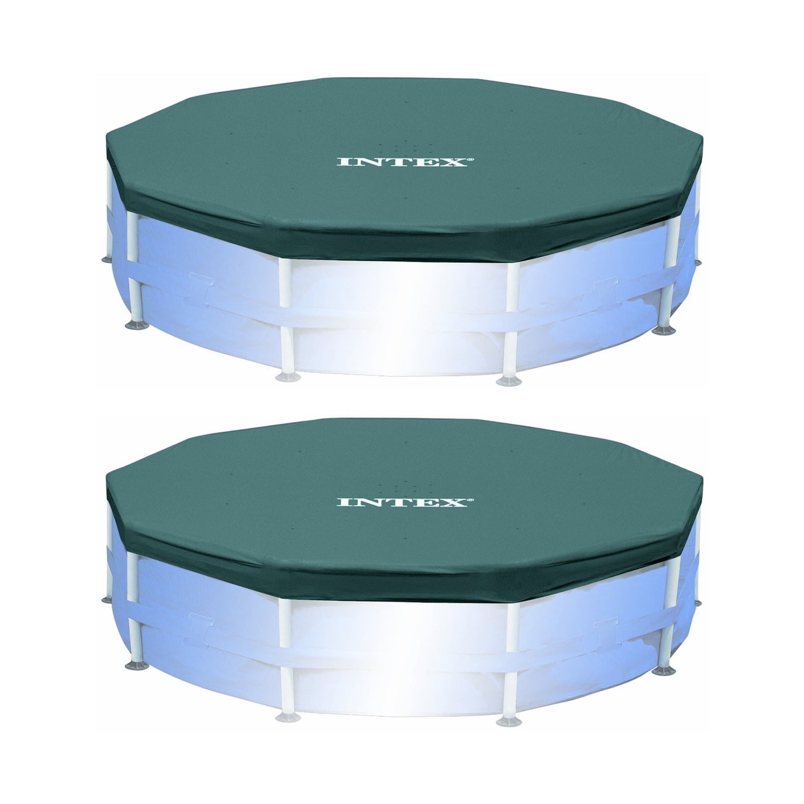 Intex 15 Foot Round Frame Easy Set Above Ground Swimming Pool Cover (2 Pack) - VMInnovations