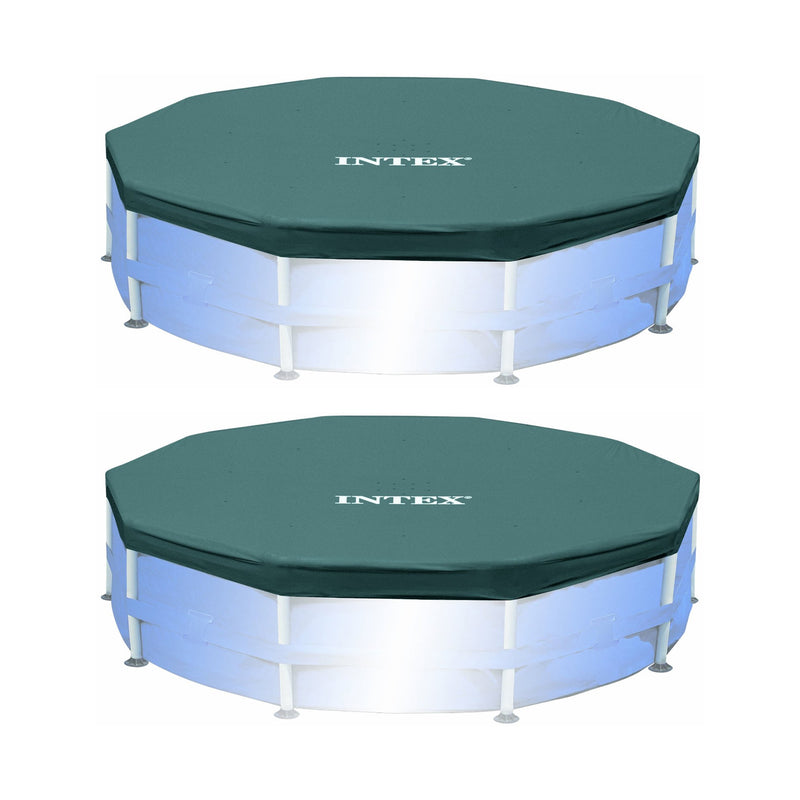 Intex 15 Foot Round Frame Easy Set Above Ground Swimming Pool Cover (2 Pack)