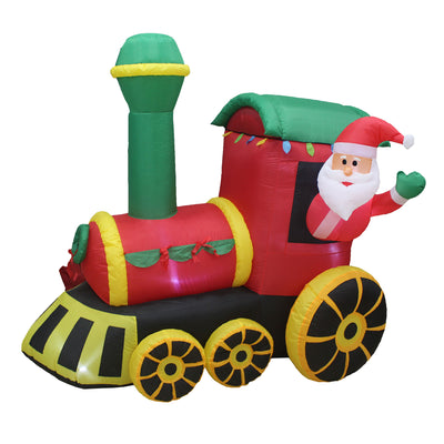 6.5 Ft Tall Inflatable Santa Holiday Train Lawn Decoration (Open Box)