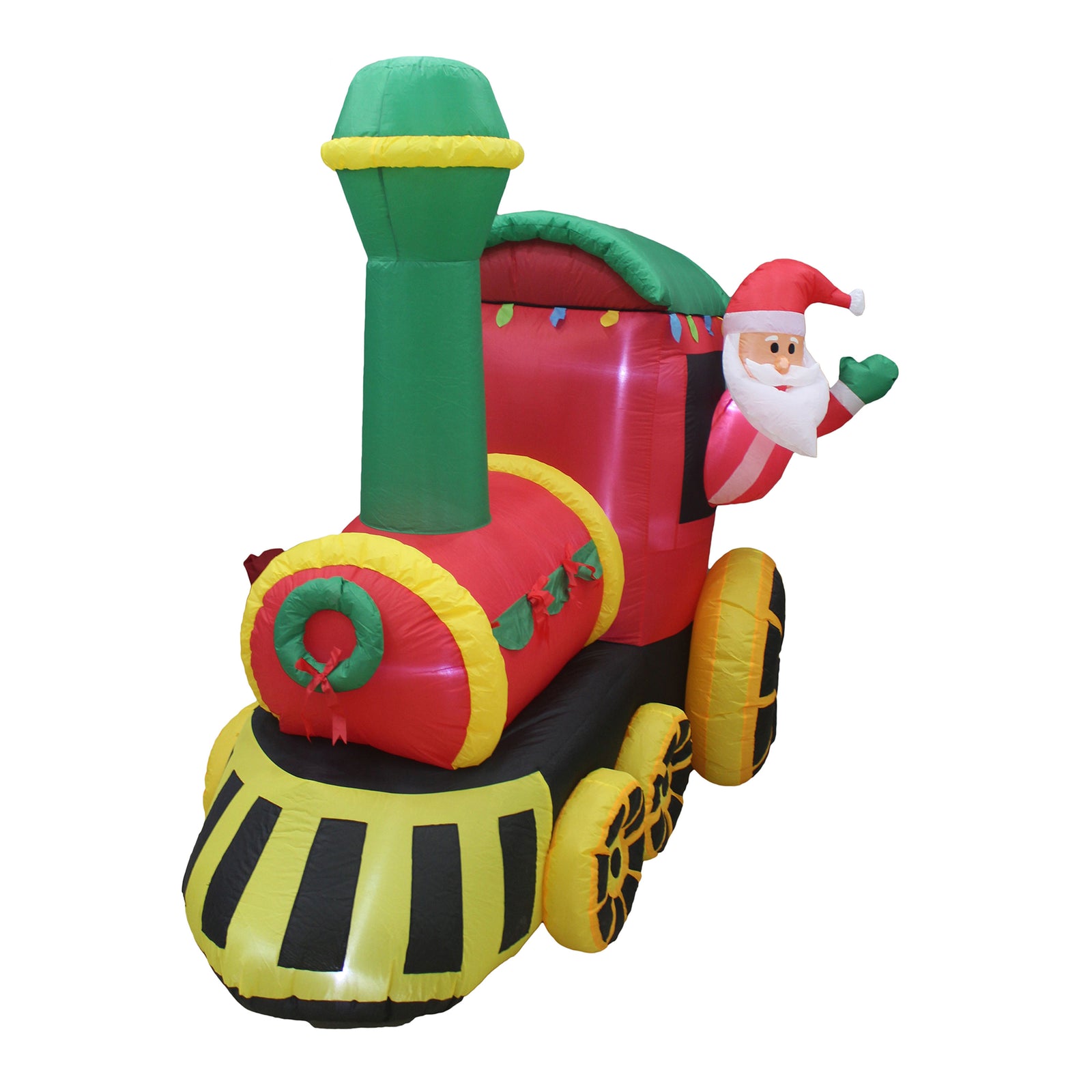6.5 Ft Tall Inflatable Santa Holiday Train Lawn Decoration (Open Box) - VMInnovations