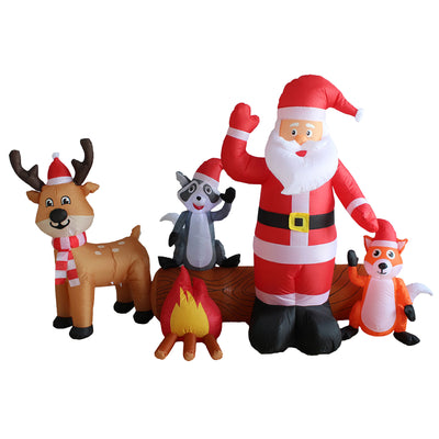 A Holiday Company 8 Ft Wide Inflatable Santa & Forest Friends Holiday Decoration - VMInnovations