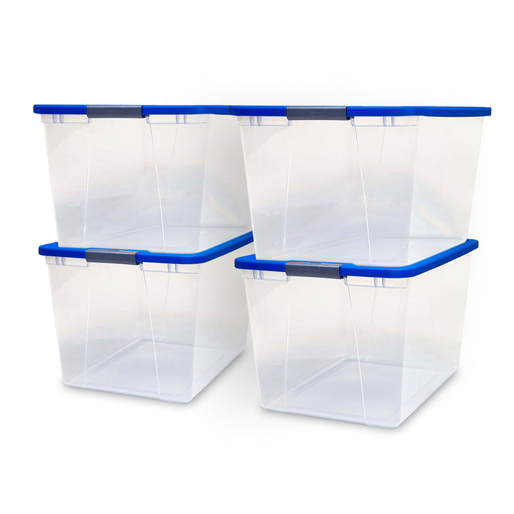 Homz 64 Qt Secure Latch Large Clear Stackable Storage Container Bin (4 Pack)