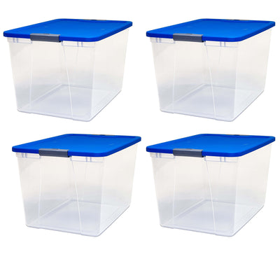 Homz 64 Qt Secure Latch Large Clear Stackable Storage Container Bin (4 Pack)