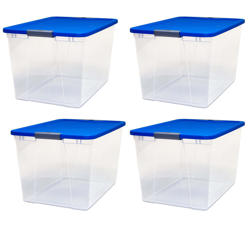 Homz 64 Qt Secure Latch Large Clear Stackable Storage Container Bin (4 Pack)