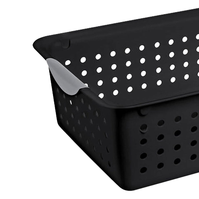 Sterilite Medium Ultra Storage Basket with Contoured Handles, Black (12 Pack)