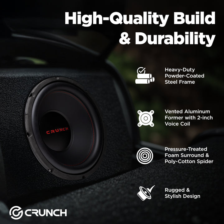 Crunch CRW12D4 12" 800W MAX 4 Ohm Dual Voice Coil Car Subwoofer Speaker, 4 Pack
