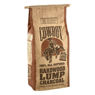 Cowboy Natural Hardwood Lump Charcoal for Grilling and Smoking, 20 Pound Bag (Open Box)