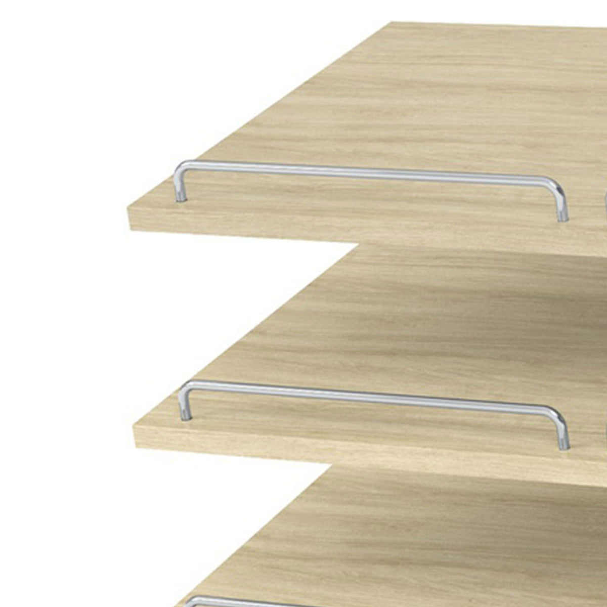 Easy Track 24 Inch Slanted Shoe Shelves with Chrome Fence Rails, Honey (3 Pack)