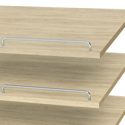 Easy Track 24 Inch Slanted Shoe Shelves with Chrome Fence Rails, Honey (3 Pack)