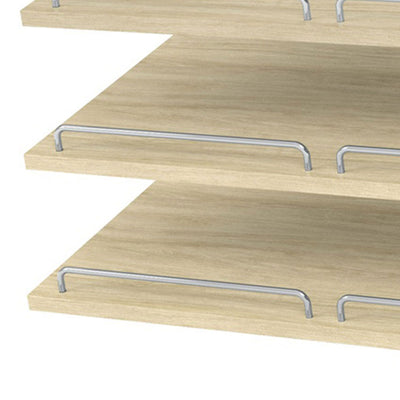 Easy Track 24 Inch Slanted Shoe Shelves with Chrome Fence Rails, Honey (3 Pack)