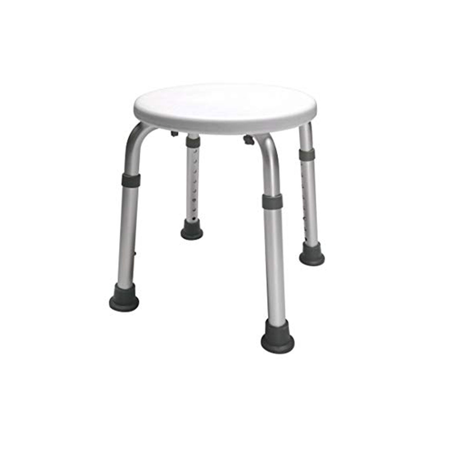 Lumex Adjustable Round Shower Stool Bath Bench Seat with Non-Slip Feet, White - VMInnovations