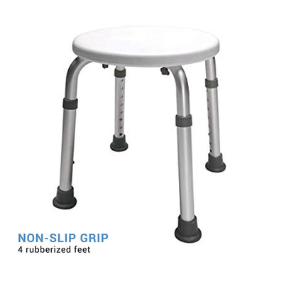 Lumex Adjustable Round Shower Stool Bath Bench Seat with Non-Slip Feet, White - VMInnovations