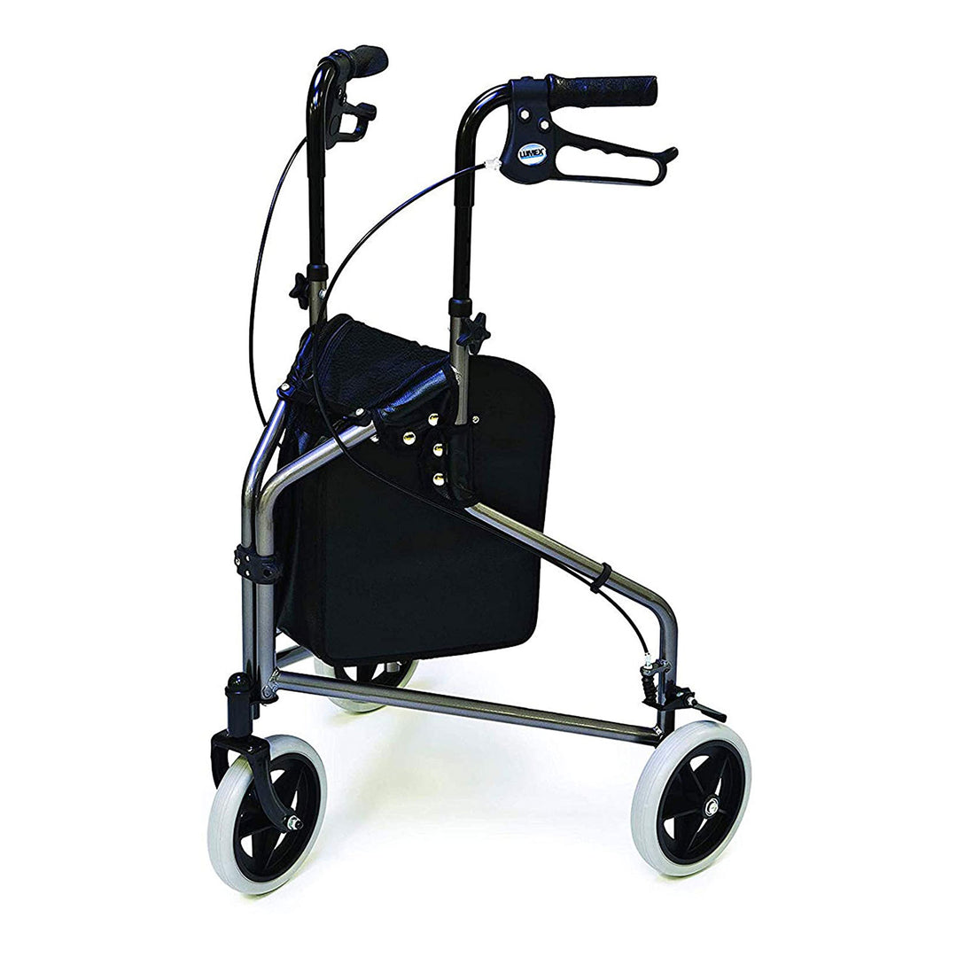 Lumex 609201P 3 Wheel Cruiser Lightweight Adjustable Rollator, Pewter Metallic