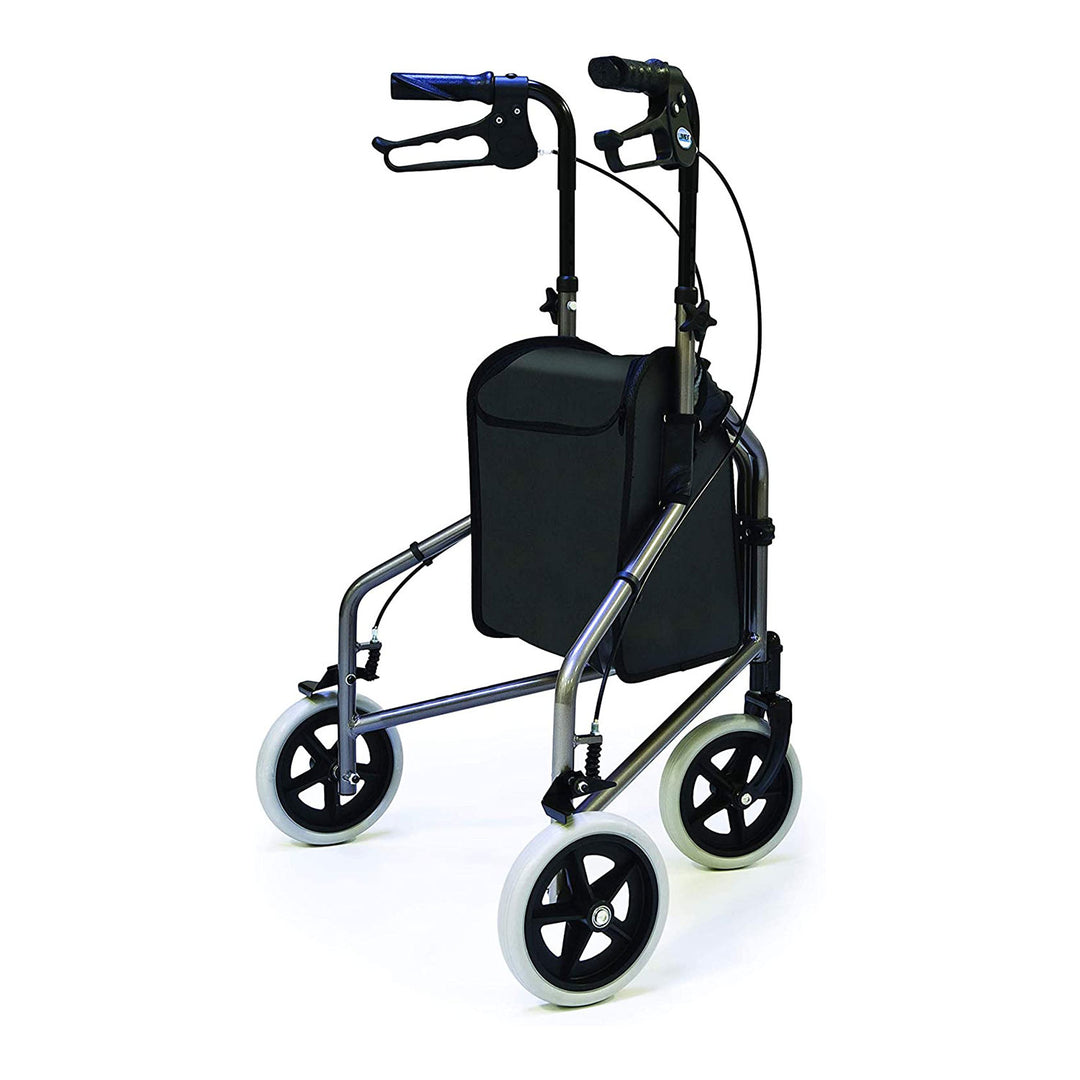 Lumex 609201P 3 Wheel Cruiser Lightweight Adjustable Rollator, Pewter Metallic