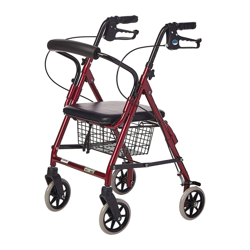 Lumex Walkabout Lite Junior Light & Compart 4 Wheel Rollator for Youth, Burgundy