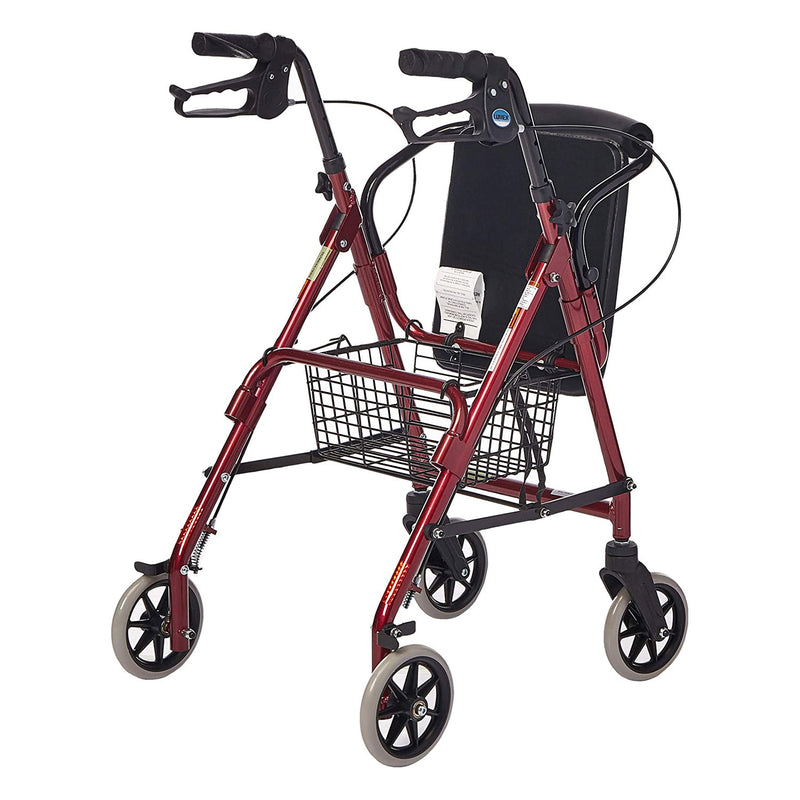 Lumex Walkabout Lite Junior Light & Compart 4 Wheel Rollator for Youth, Burgundy