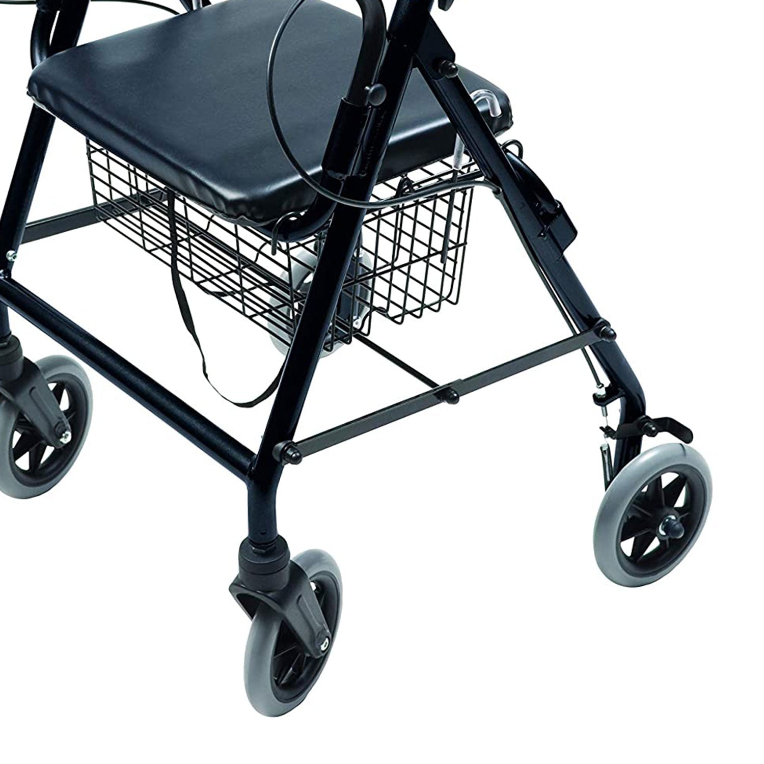 Lumex Walkabout Padded Lightweight 4 Wheel Hemi Rollator for Petite Users, Black - VMInnovations