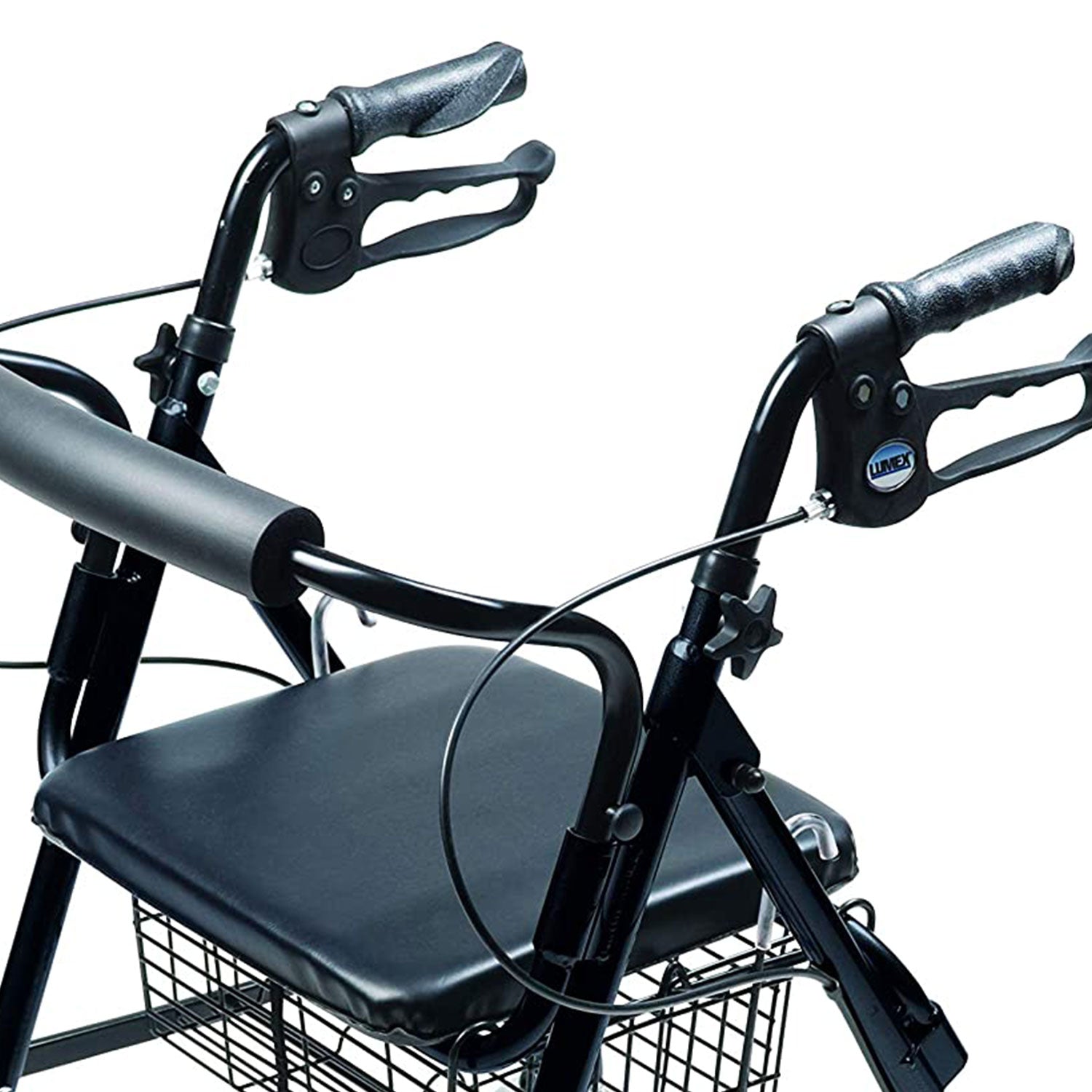 Lumex Walkabout Padded Lightweight 4 Wheel Hemi Rollator for Petite Users, Black - VMInnovations