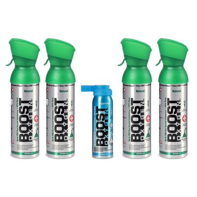 Boost Oxygen 5 & 2 Liter Natural Portable Pure Canned Oxygen Canister (5 Pack)