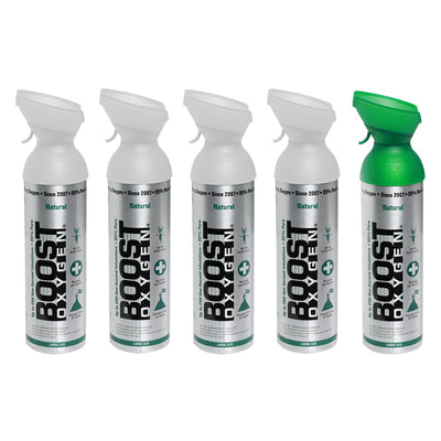 Boost Oxygen 5 & 2 Liter Natural Portable Pure Canned Oxygen Canister (5 Pack)