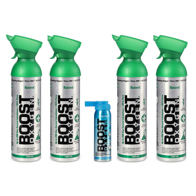 Boost Oxygen 10 & 2 Liter Natural Portable Pure Canned Oxygen Canister (5 Pack) - VMInnovations